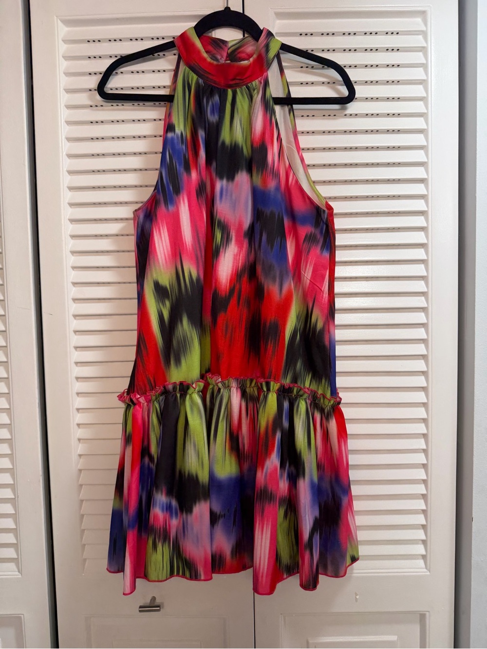 L'ATISTE By Amy Red Pink Green Abstract Print Dress